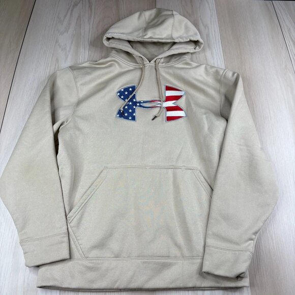 Under Armour Men's Freedom Army Tan American Flag Sweatshirt Hoodie Size Small - Picture 1 of 15
